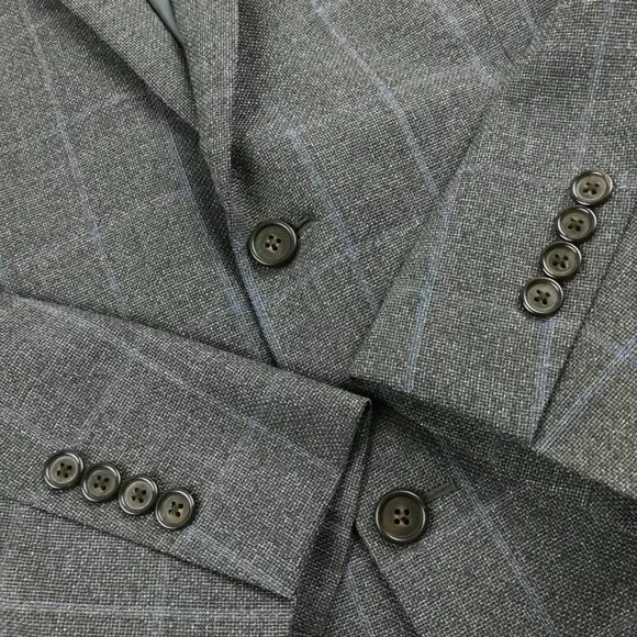 Brooks Brothers Sport Coat Italy Wool Windowpane Plaid Gray Blue 42R Fitzgerald - Picture 3 of 13